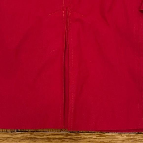 L.L Bean Red Trench Coat with Hood Fully Lined in Citrus 🍊 Pattern Size S - Picture 9 of 14